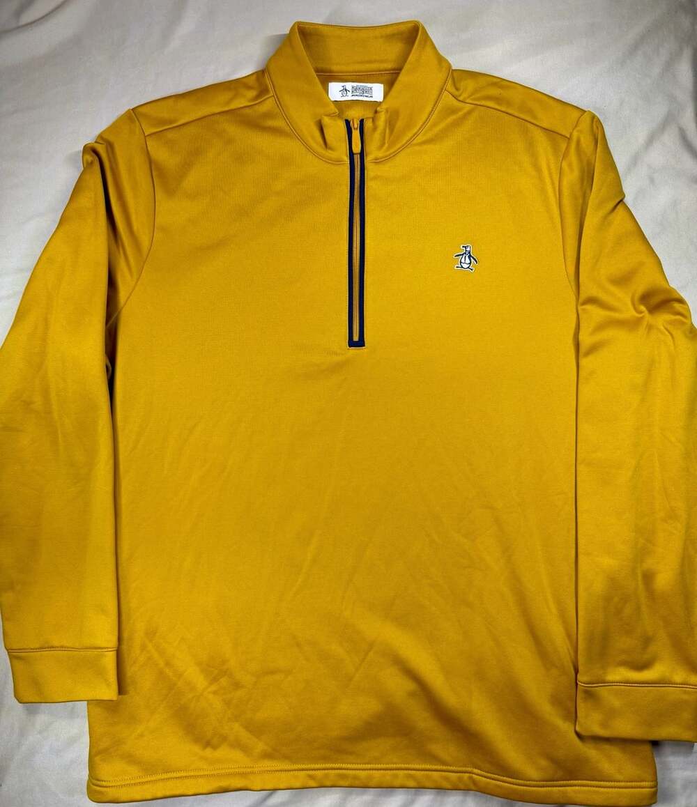 Original Penguin Munsingwear Men's Quarter-Zip Pullover Yellow Size XL